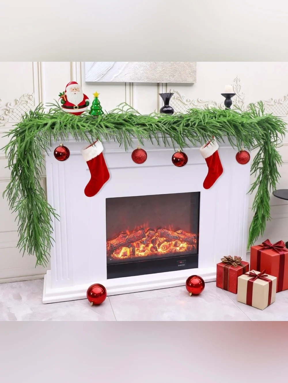 Evergreen Pine Garland - Lifelike Green Rubber Home Accent 6ft rubber